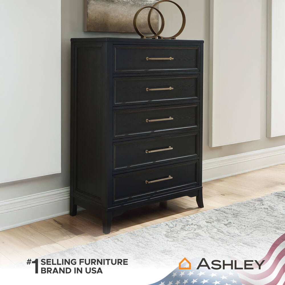 ตู้ลิ้นชัก 5 ลิ้นชัก ASHLEY FURNITURE HOMESTORE รุ่น WELLTERN/101 สีดำ
