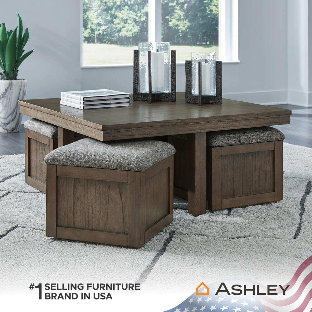 ชุดโต๊ะกลางพร้อมเก้าอี้สตูล ASHLEY FURNITURE HOMESTORE รุ่น BOARDERNEST/101 สีน้ำตาล_7