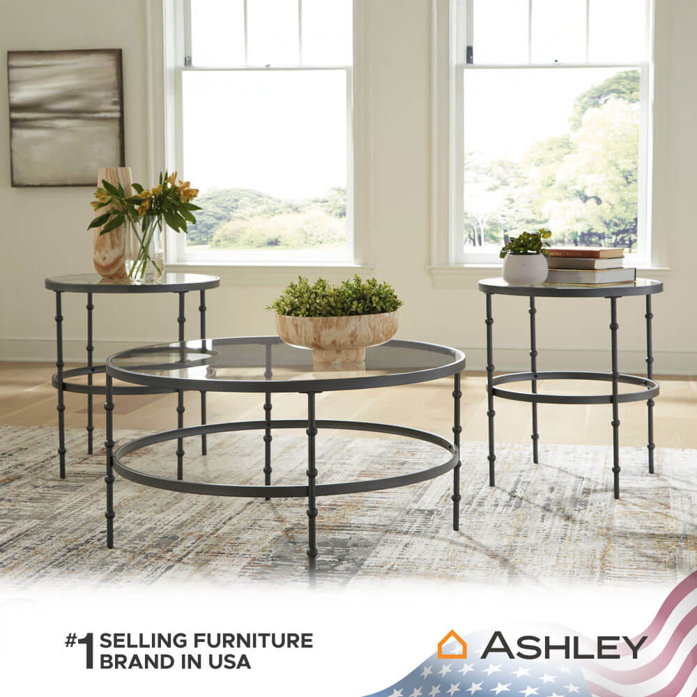 ชุดโต๊ะข้าง ASHLEY FURNITURE HOMESTORE รุ่น KELLYCO/3 สีเทาเข้ม_7