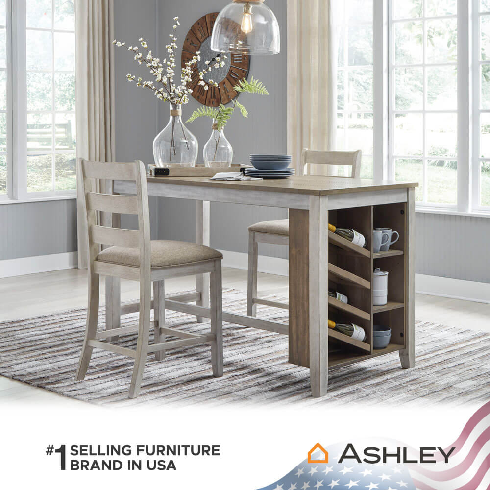 โต๊ะบาร์ พร้อมช่องเก็บของ ASHLEY FURNITURE HOMESTORE รุ่น SKEMPTON/152 สีขาววินเทจ_6