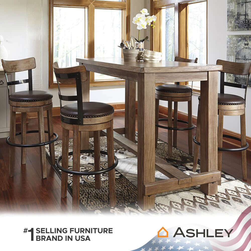เก้าอี้บาร์หมุนได้ ASHLEY FURNITURE HOMESTORE รุ่น PINNADEL สีน้ำตาล