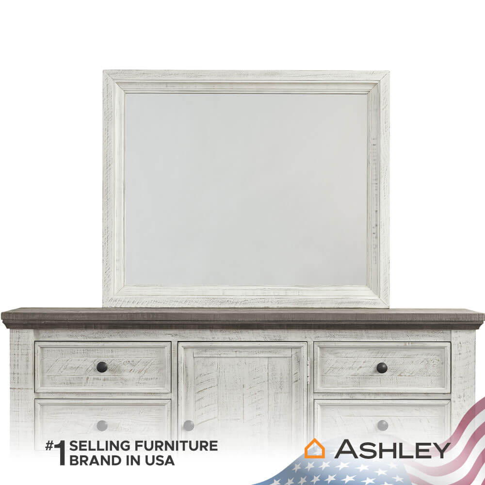 กระจกตั้งโต๊ะ ASHLEY FURNITURE HOMESTORE รุ่น HAVALANCE/101X84 สีขาววินเทจ