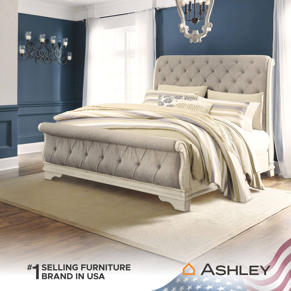 เตียงนอนขนาด 6 ฟุต (หัวเลื่อน) ASHLEY FURNITURE HOMESTORE รุ่น REALYN/180 สีขาววินเทจ_7
