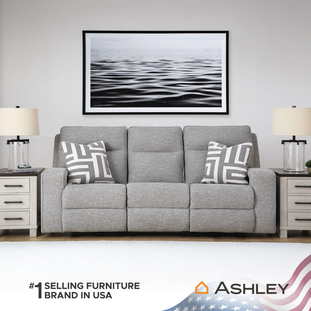 โซฟาปรับเอนไฟฟ้า 3 ที่นั่ง พร้อมพนักพิงศีรษะปรับได้ ASHLEY FURNITURE HOMESTORE รุ่น BISCOE/3RRM สีเทาอ่อน