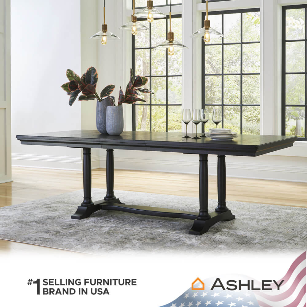 โต๊ะอาหาร ปรับขนาดได้ ASHLEY FURNITURE HOMESTORE รุ่น WELLTERN/192-235 สีดำ
