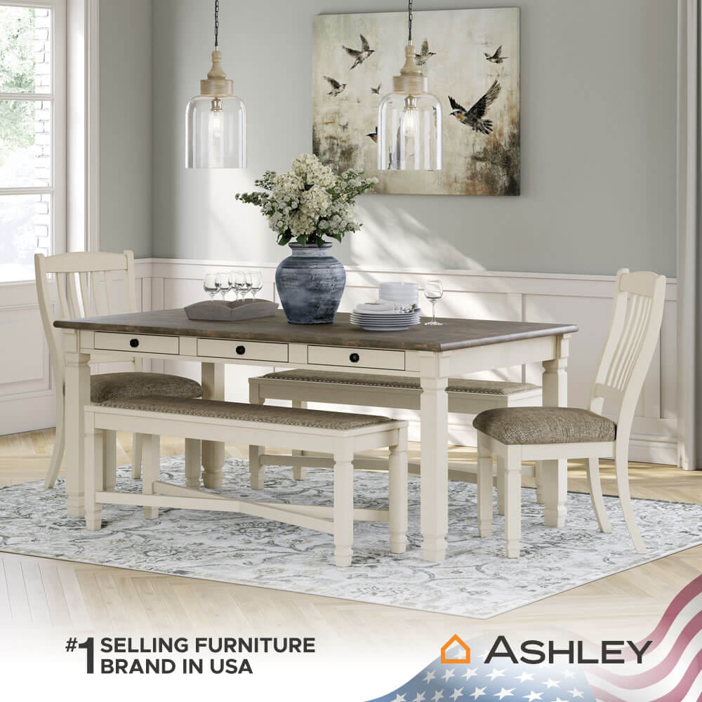 โต๊ะอาหาร ASHLEY FURNITURE HOMESTORE รุ่น BOLANBURG/182 สีขาววินเทจ