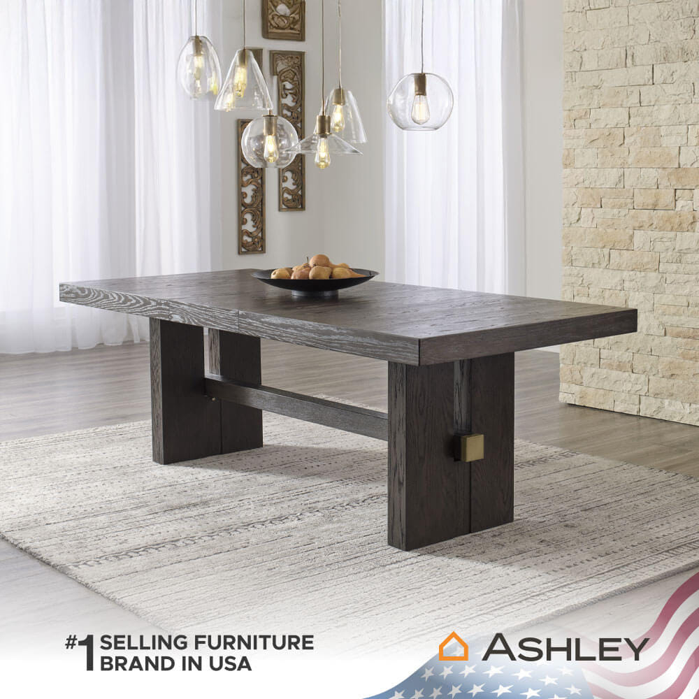 โต๊ะอาหาร ปรับขนาดได้ ASHLEY FURNITURE HOMESTORE รุ่น BURKHAUS/182-228 สีน้ำตาลเข้ม