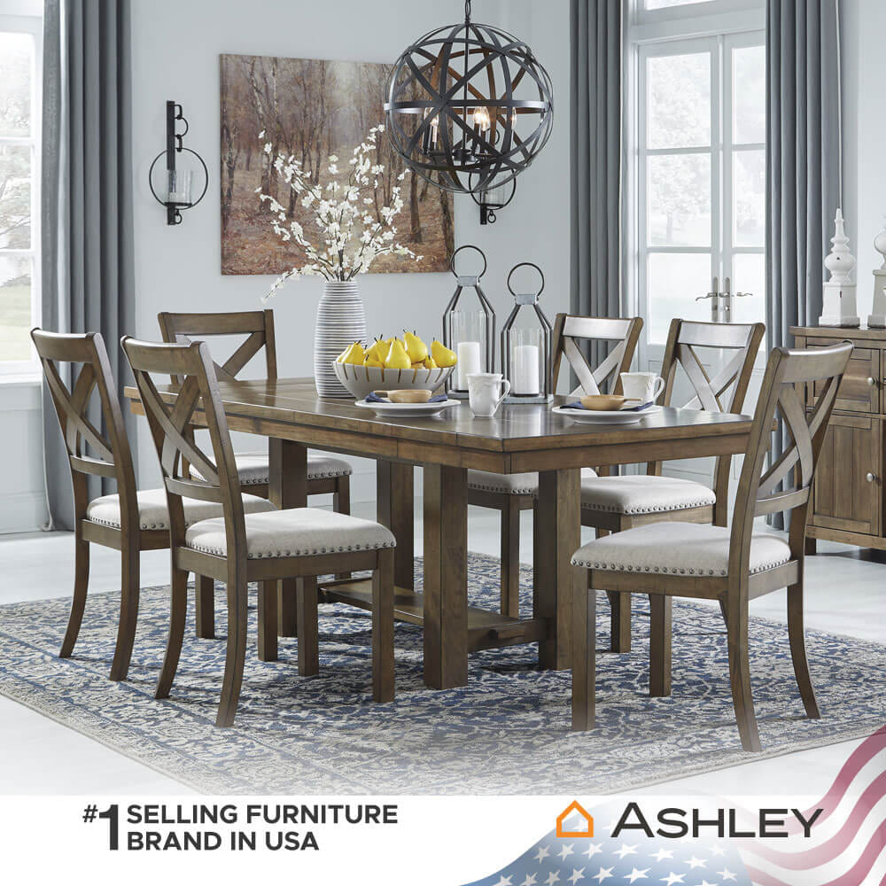 โต๊ะอาหาร ปรับขนาดได้ ASHLEY FURNITURE HOMESTORE รุ่น MORIVILLE/158-218 สีน้ำตาล