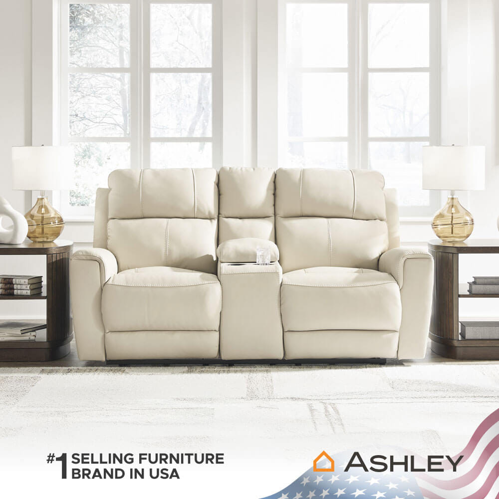 โซฟาปรับเอนไฟฟ้า 2 ที่นั่งพร้อมที่วางแขน ASHLEY FURNITURE HOMESTORE รุ่น DAHLMOORE/2RRM สีครีม