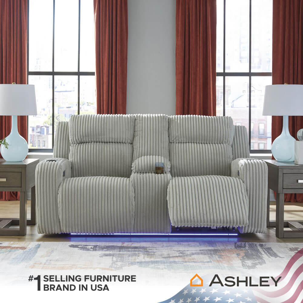 โซฟาปรับเอนไฟฟ้า 2 ที่นั่งพร้อมที่วางแขน ASHLEY FURNITURE HOMESTORE รุ่น TWINBROOKE/2RRM สีเทาอ่อน
