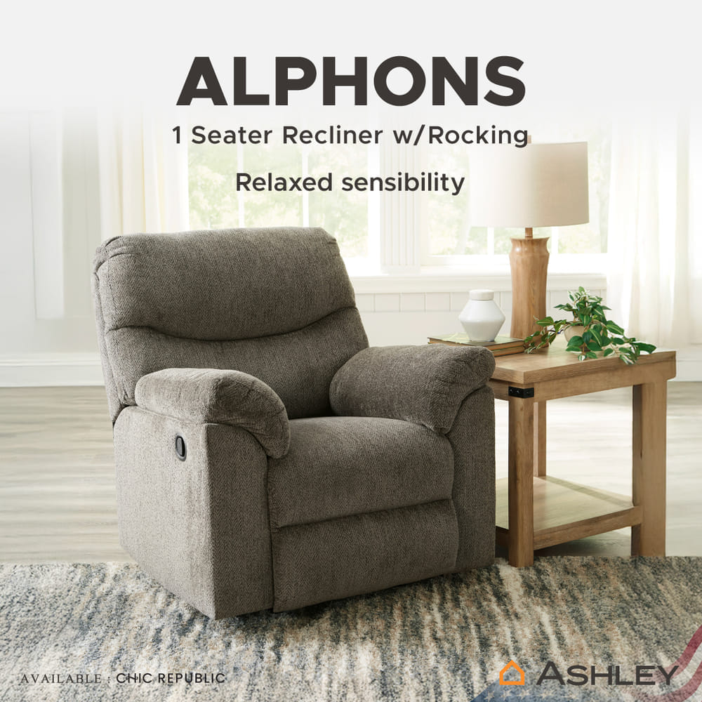 เก้าอี้ปรับเอนนอน 1 ที่นั่ง ASHLEY FURNITURE HOMESTORE รุ่น ALPHONS/1R สีน้ำตาล
