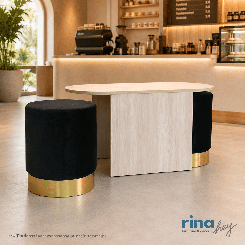 ชุดโต๊ะกลางพร้อมเก้าอี้สตูล RINA HEY รุ่น PICCO/90 สีดำ