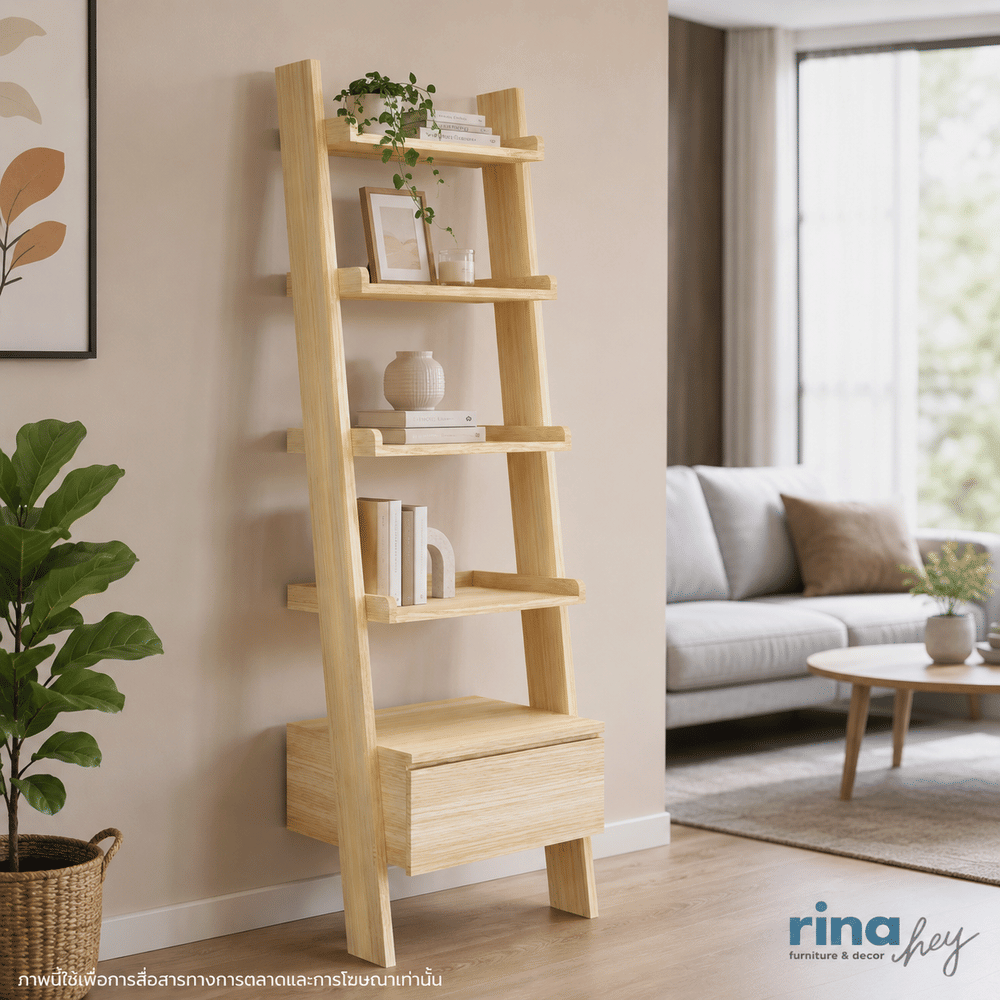ชั้นวางหนังสือ  RINA HEY รุ่น DELTA-NEW สีน้ำตาลอ่อน