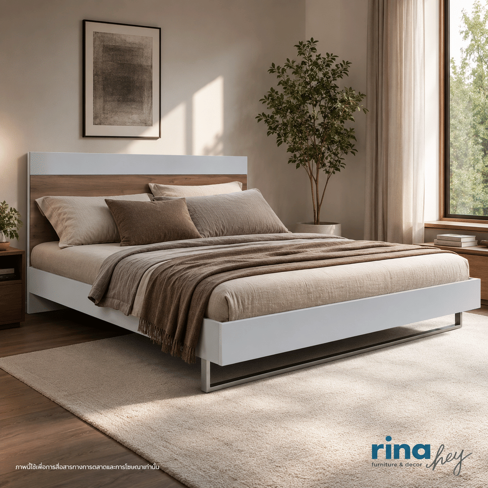 เตียง 5 ฟุต  RINA HEY  รุ่น COOPER/150 สีวอลนัทและเทา