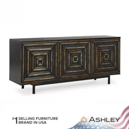 ตู้เตี้ยบานเปิด ASHLEY FURNITURE HOMESTORE รุ่น FAIR RIDGE/183 สีดำวินเทจ_0