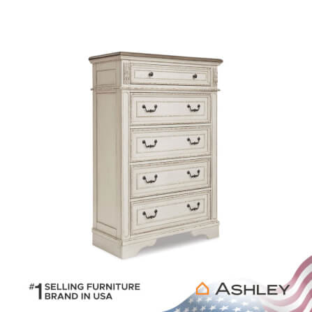 ตู้ลิ้นชัก 5 ลิ้นชัก ASHLEY FURNITURE HOMESTORE รุ่น REALYN/101 สีขาววินเทจ_1