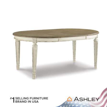 โต๊ะอาหาร ปรับขนาดได้ ASHLEY FURNITURE HOMESTORE รุ่น REALYN/121-182 สีขาววินเทจ_1