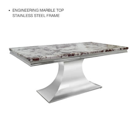 โต๊ะอาหารหินอ่อนสังเคราะห์ CHIC REPUBLIC รุ่น HERNANDEZ-CH/180 MARBLE สีขาวและเทา_1