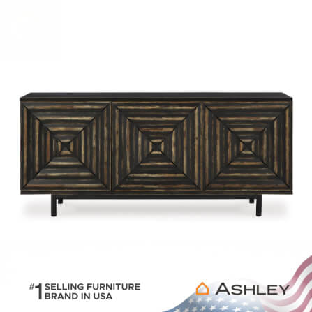 ตู้เตี้ยบานเปิด ASHLEY FURNITURE HOMESTORE รุ่น FAIR RIDGE/183 สีดำวินเทจ_2