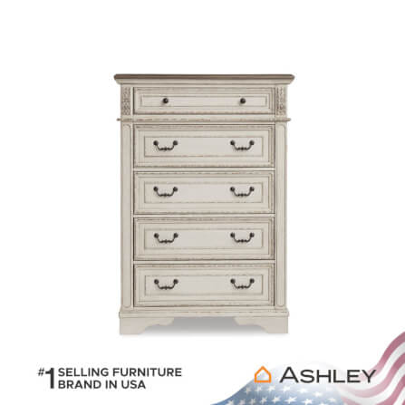 ตู้ลิ้นชัก 5 ลิ้นชัก ASHLEY FURNITURE HOMESTORE รุ่น REALYN/101 สีขาววินเทจ_2