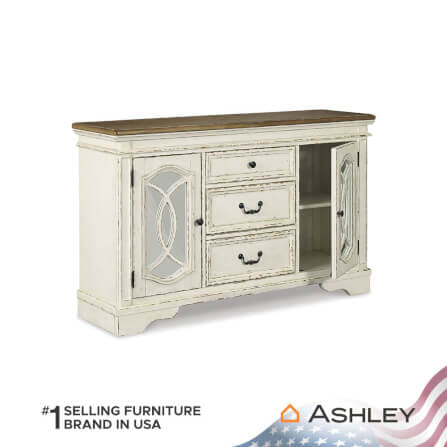 ตู้เตี้ยบานผสม ASHLEY FURNITURE HOMESTORE รุ่น REALYN/162 สีขาววินเทจ_2