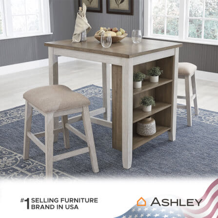 ชุดโต๊ะบาร์ ASHLEY FURNITURE HOMESTORE รุ่น SKEMPTON/3 สีขาววินเทจ_2