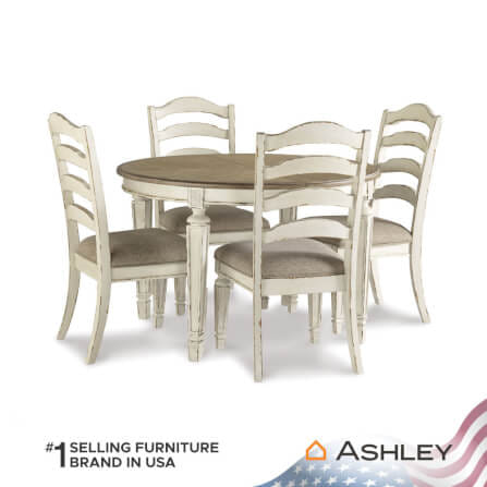โต๊ะอาหาร ปรับขนาดได้ ASHLEY FURNITURE HOMESTORE รุ่น REALYN/121-182 สีขาววินเทจ_2