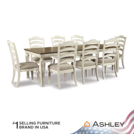 โต๊ะอาหาร ปรับขยายได้ ASHLEY FURNITURE HOMESTORE รุ่น REALYN/198-243 สีขาววินเทจ_3