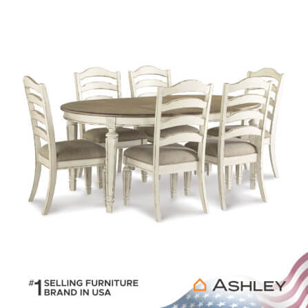 โต๊ะอาหาร ปรับขนาดได้ ASHLEY FURNITURE HOMESTORE รุ่น REALYN/121-182 สีขาววินเทจ_3