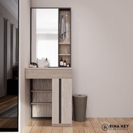 โต๊ะเครื่องแป้ง RINA HEY รุ่น THE LINE/60 สีน้ำตาลอ่อน_3
