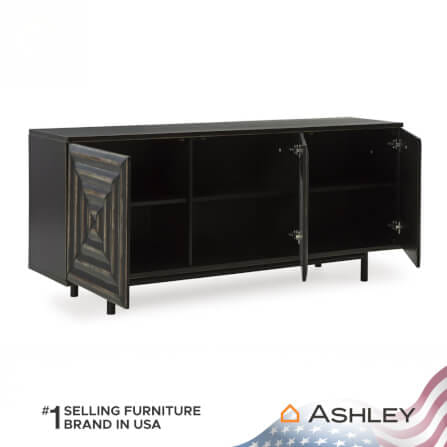 ตู้เตี้ยบานเปิด ASHLEY FURNITURE HOMESTORE รุ่น FAIR RIDGE/183 สีดำวินเทจ_4