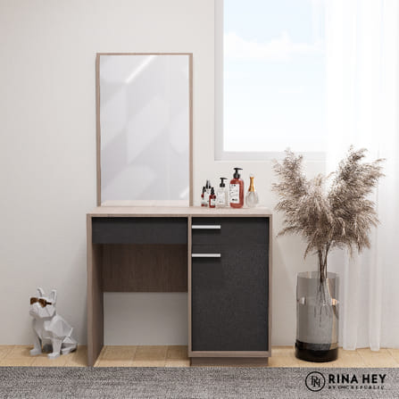 โต๊ะเครื่องแป้ง RINA HEY รุ่น KAIZER/90 สีน้ำตาลอ่อน_5