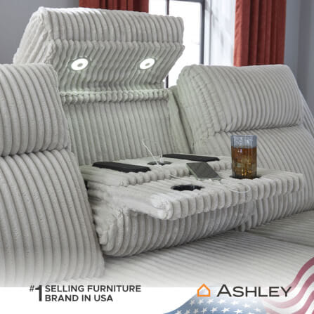 โซฟาปรับเอนไฟฟ้า 3 ที่นั่ง พร้อมพนักพิงศีรษะปรับได้ ASHLEY FURNITURE HOMESTORE รุ่น TWINBROOKE/3RRM สีเทาอ่อน_6