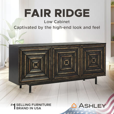 ตู้เตี้ยบานเปิด ASHLEY FURNITURE HOMESTORE รุ่น FAIR RIDGE/183 สีดำวินเทจ_8