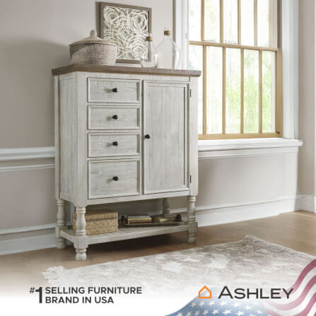 ตู้เตี้ยบานผสม ASHLEY FURNITURE HOMESTORE รุ่น HAVALANCE/113 สีขาววินเทจ_7
