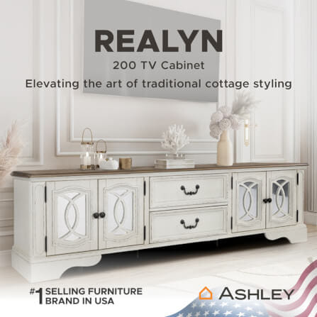 ตู้วางทีวี ASHLEY FURNITURE HOMESTORE รุ่น REALYN/200 สีขาววินเทจ_10