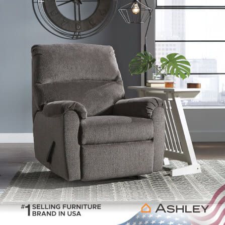 โซฟาปรับเอนนอน 1 ที่นั่ง ASHLEY FURNITURE HOMESTORE รุ่น NERVIANO/1R สีเทา_6