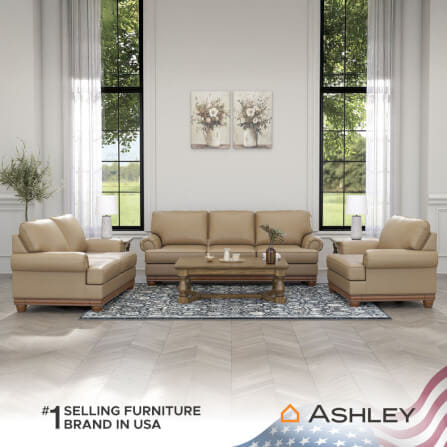โซฟา 3 ที่นั่ง ASHLEY FURNITURE HOMESTORE รุ่น STOUGHTON-O/3 สีโซฟาสีน้ำตาล/ขาโซฟาสีน้ำตาล_5