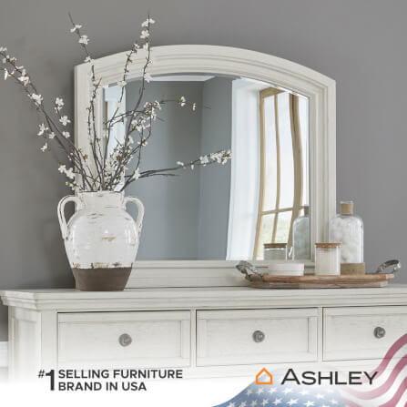 กระจกตั้งโต๊ะ ASHLEY FURNITURE HOMESTORE รุ่น ROBBINSDALE/107X92 สีขาววินเทจ_5