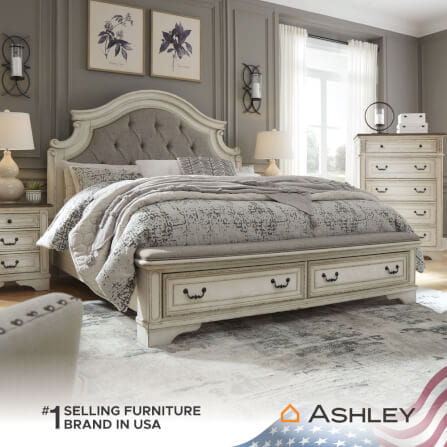 เตียงนอนขนาด 6 ฟุต ASHLEY FURNITURE HOMESTORE รุ่น REALYN/180 สีขาววินเทจ_6
