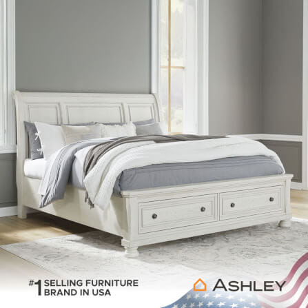 เตียงนอนขนาด 6 ฟุต ASHLEY FURNITURE HOMESTORE รุ่น ROBBINSDALE/180 สีขาววินเทจ_7
