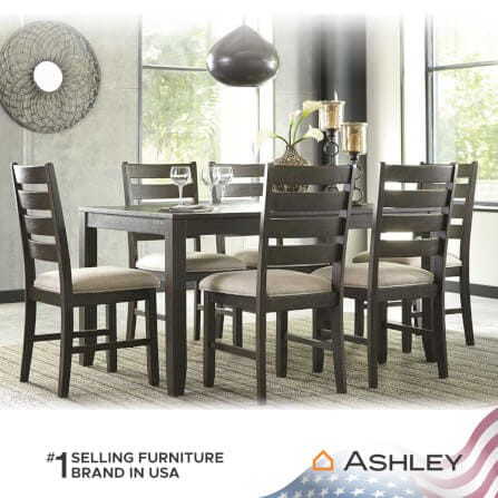 ชุดโต๊ะอาหาร 6 ที่นั่ง ASHLEY FURNITURE HOMESTORE รุ่น ROKANE/7 สีน้ำตาลเข้ม_3