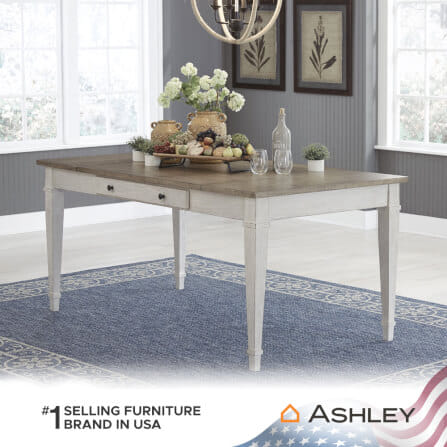 โต๊ะอาหารพร้อมลิฟท์ท็อป ASHLEY FURNITURE HOMESTORE รุ่น SKEMPTON/167 สีขาววินเทจ_7