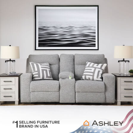 โซฟาปรับเอนไฟฟ้า 2 ที่นั่งพร้อมที่วางแขน ASHLEY FURNITURE HOMESTORE รุ่น BISCOE/2RRM สีเทาอ่อน_10