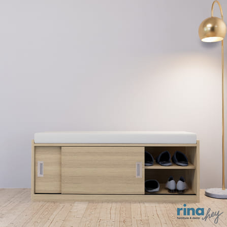 ตู้วางรองเท้า RINA HEY รุ่น BURGAS/120 สีน้ำตาลอ่อน_7