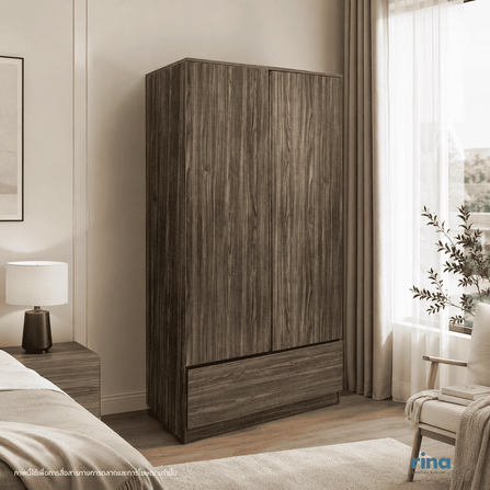 ตู้เสื้อผ้า 2 บานเปิด RINA HEY รุ่น NORM/2 สีเวงเก้_7