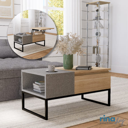 โต๊ะกลาง RINA HEY รุ่น KAIZER/90 สีน้ำตาลอ่อน/เทา_8