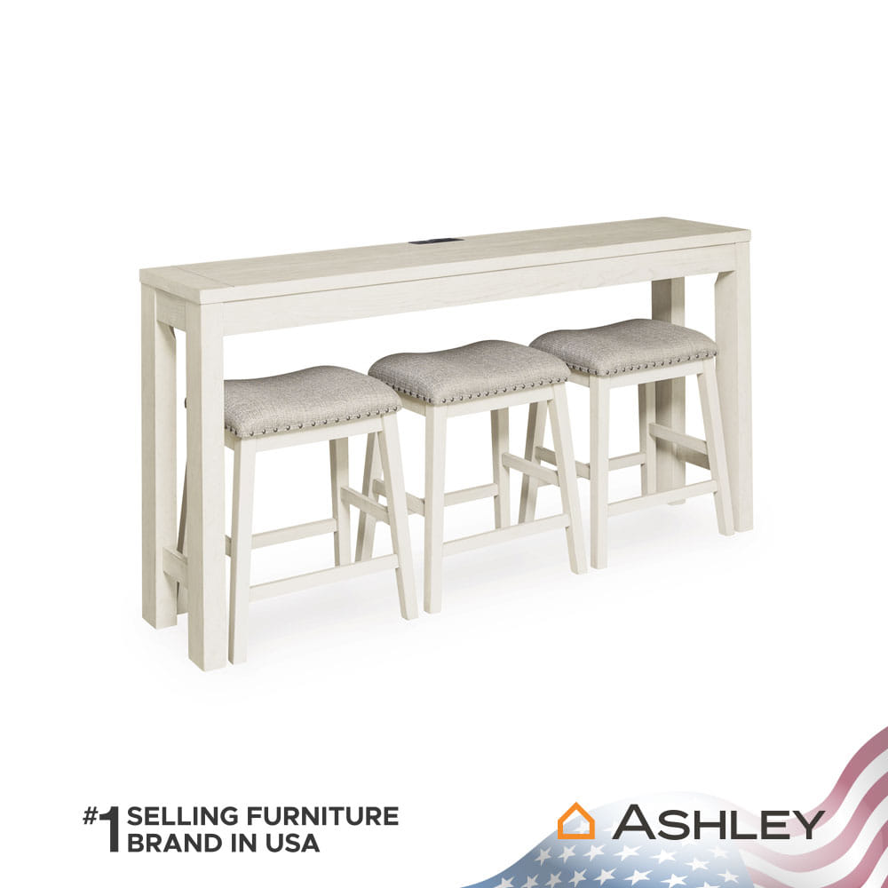 ชุดโต๊ะบาร์ 3 ที่นั่ง ASHLEY FURNITURE HOMESTORE รุ่น ROBBINSDALE/4 สีขาววินเทจ_1