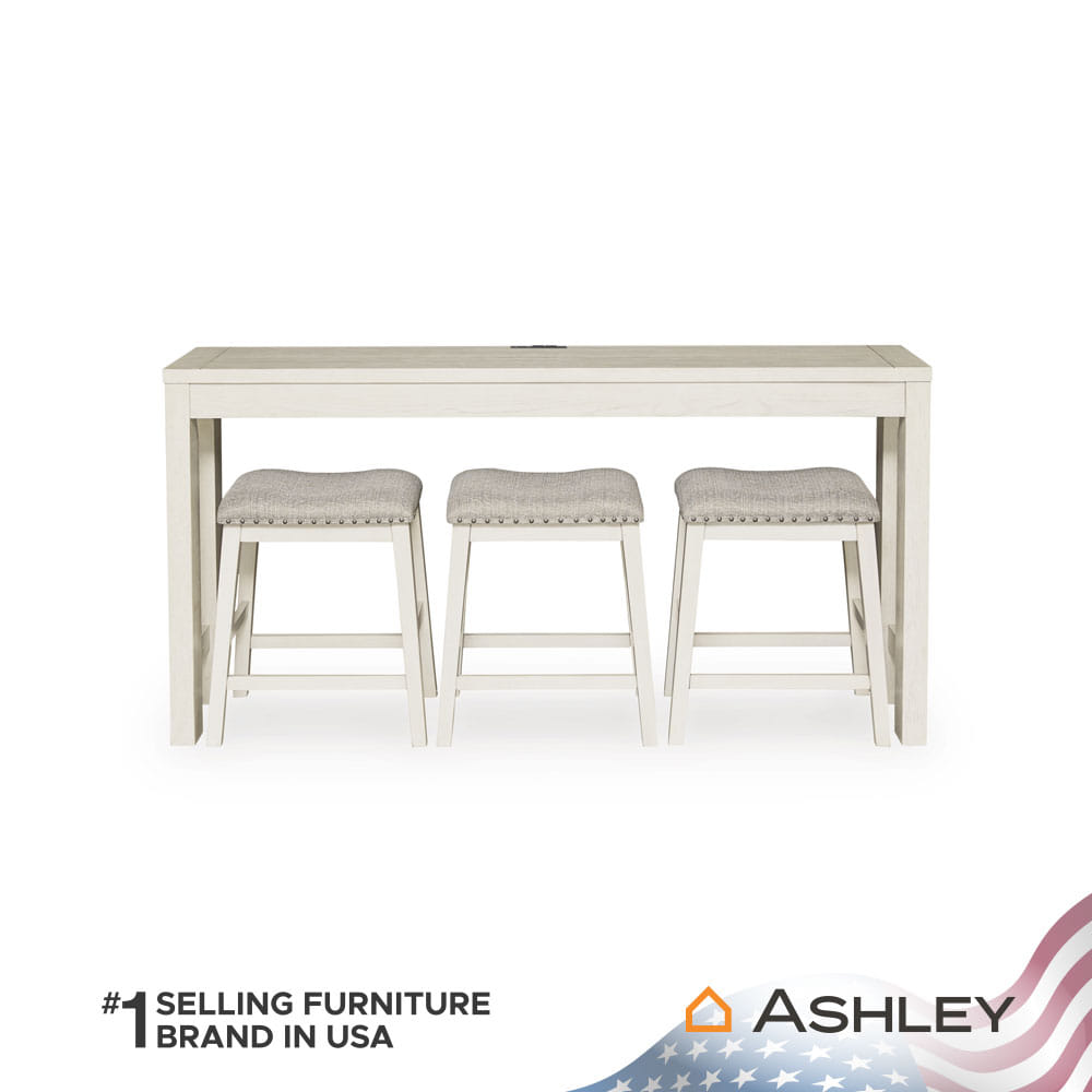ชุดโต๊ะบาร์ 3 ที่นั่ง ASHLEY FURNITURE HOMESTORE รุ่น ROBBINSDALE/4 สีขาววินเทจ_2