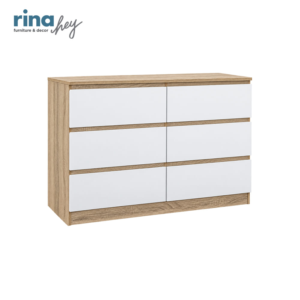ตู้ลิ้นชัก 6 ลิ้นชัก RINA HEY รุ่น NORM/120 สีไวท์โอ๊ค_2